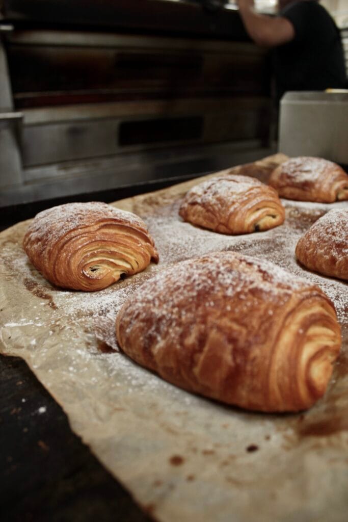 bakery morning with Fresh pain au Chocolat