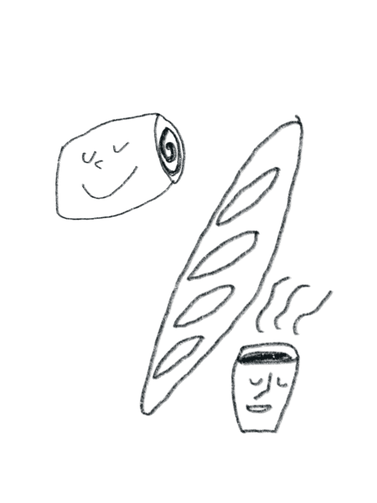 Baker's Diary illustration Coffee baguette chocolat