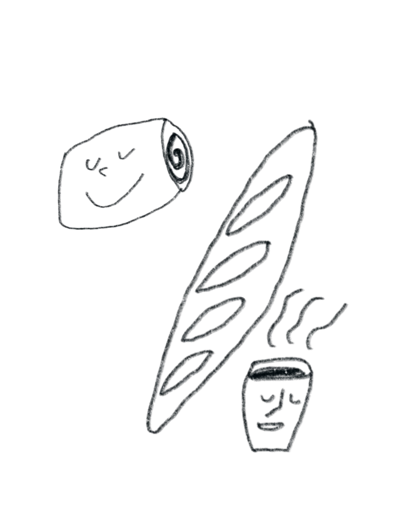 Baker's Diary illustration Coffee baguette chocolat